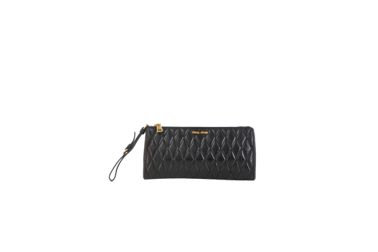 MIU MIU CLUTCH MATELASSE LEATHER BLACK