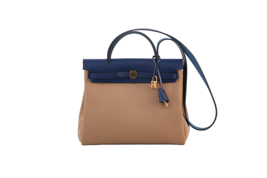 HERMÈS HERBAG ZIP 31 TAN BEIGE & NAVY