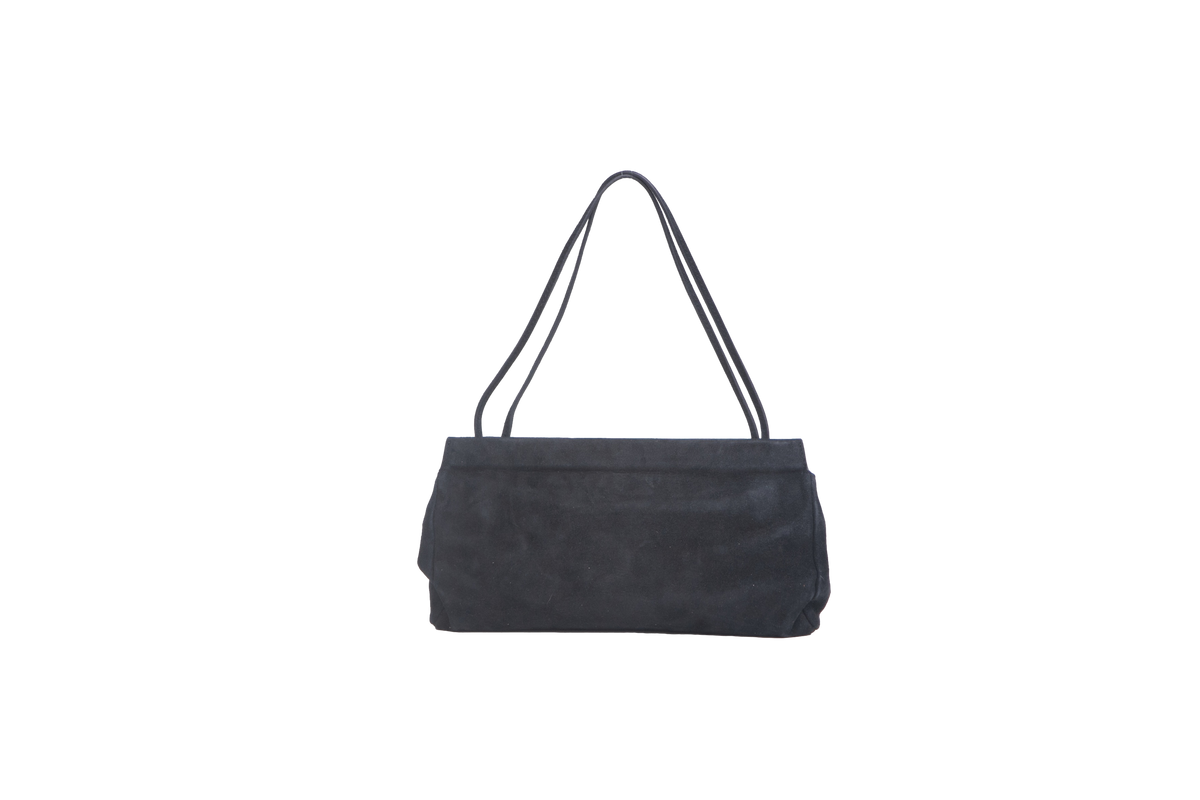THE ROW ABBY SMALL SUEDE SHOULDER DARK NAVY