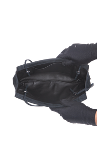 THE ROW ABBY SMALL SUEDE SHOULDER DARK NAVY