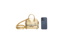 BALENCIAGA METALLIC GOLD CROC MINI VILLE