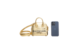 BALENCIAGA METALLIC GOLD CROC MINI VILLE