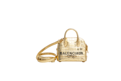 BALENCIAGA METALLIC GOLD CROC MINI VILLE
