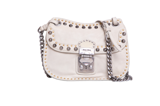 MIU MIU STUDDED NAPPA BORCHIE TALCO