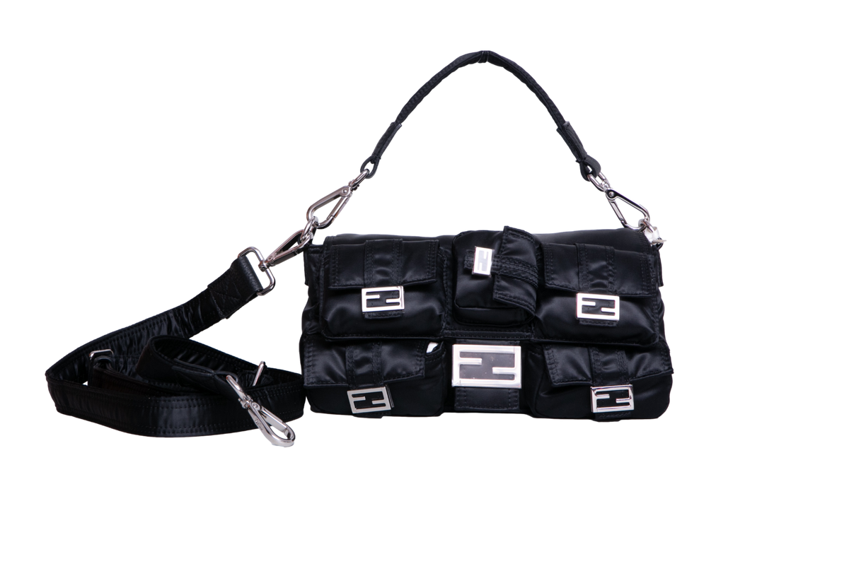FENDI MULTIPOCKET BAGUETTE NYLON BLACK