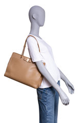 FERRAGAMO VARA BOW DOUBLE HANDLE TOTE BEIGE