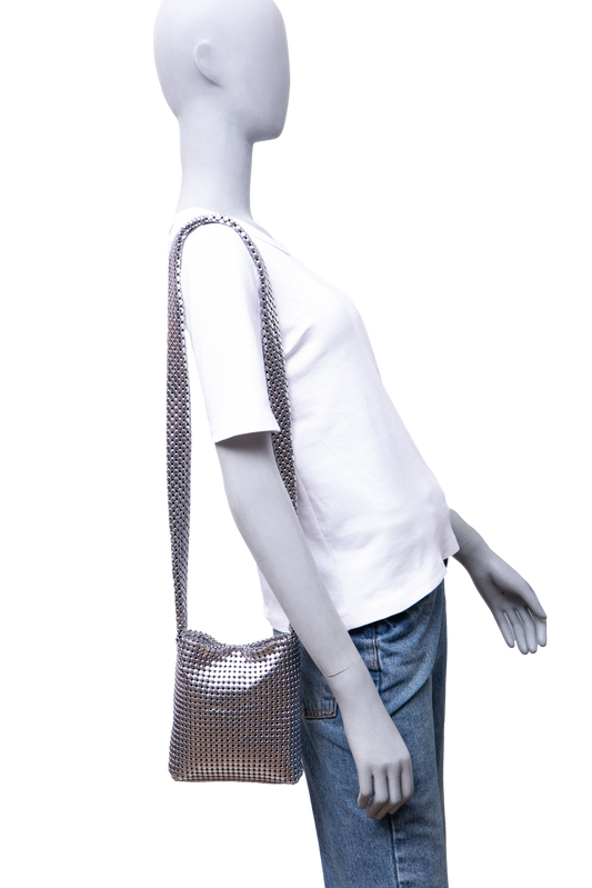 PACO RABANNE PIXEL MINI SHOULDER BAG SILVER