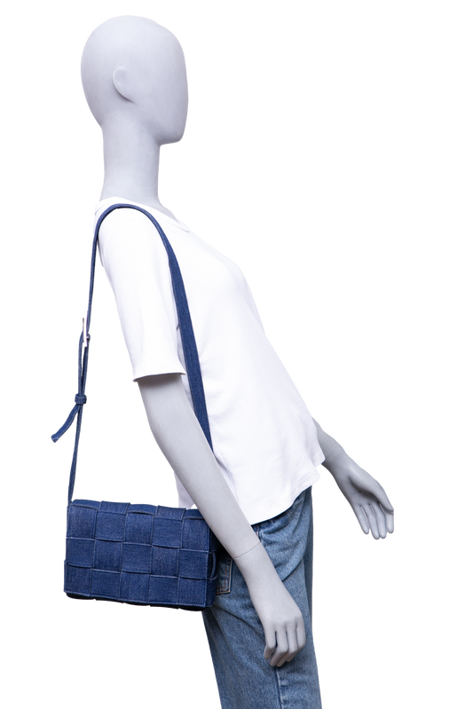 BOTTEGA CASSETTE INTRECCIATO DENIM BLUE