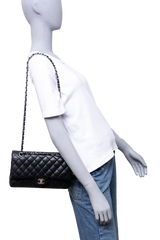 CHANEL CLASSIC DOUBLE FLAP MEDIUM LAMBSKIN BLACK HDWR SILVER