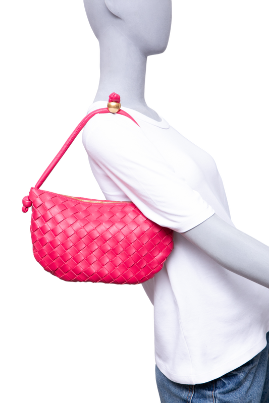 BOTTEGA POUCH TURN SMALL INTRECCIATO PINK