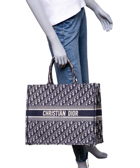 DIOR BOOK TOTE CANVAS OBLIQUE NAVY