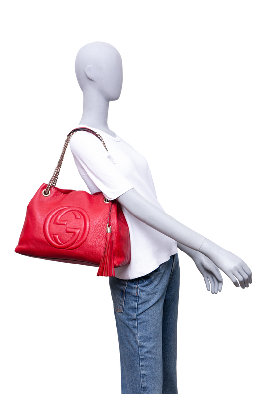 GUCCI SOHO CHAIN TOTE RED