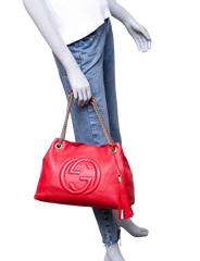 GUCCI SOHO CHAIN TOTE RED