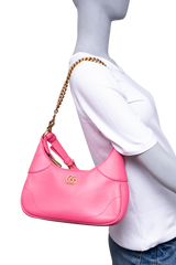 GUCCI APHRODITE SMALL SHOULDER BAG LEATHER PINK