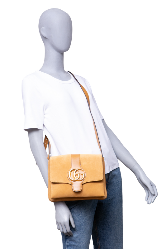 GUCCI ARLI SMALL SUEDE/LEATHER CARAMEL