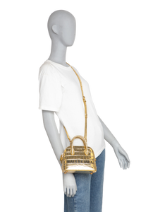 BALENCIAGA METALLIC GOLD CROC MINI VILLE