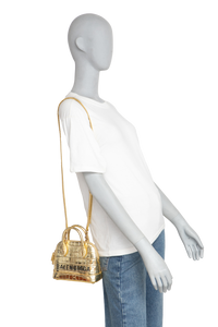 BALENCIAGA METALLIC GOLD CROC MINI VILLE