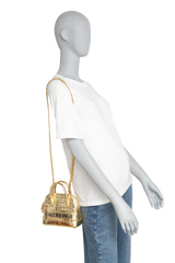 BALENCIAGA METALLIC GOLD CROC MINI VILLE