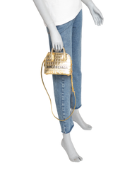 BALENCIAGA METALLIC GOLD CROC MINI VILLE
