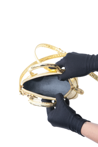 BALENCIAGA METALLIC GOLD CROC MINI VILLE