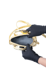 BALENCIAGA METALLIC GOLD CROC MINI VILLE
