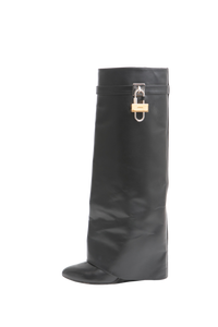GIVENCHY SHARK LOCK KNEE-HIGH BOOTS BLACK - 36 BR