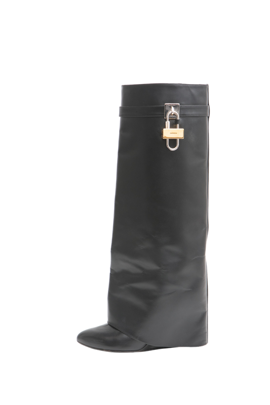 GIVENCHY SHARK LOCK KNEE-HIGH BOOTS BLACK - 36 BR