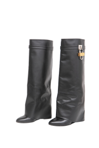 GIVENCHY SHARK LOCK KNEE-HIGH BOOTS BLACK - 36 BR