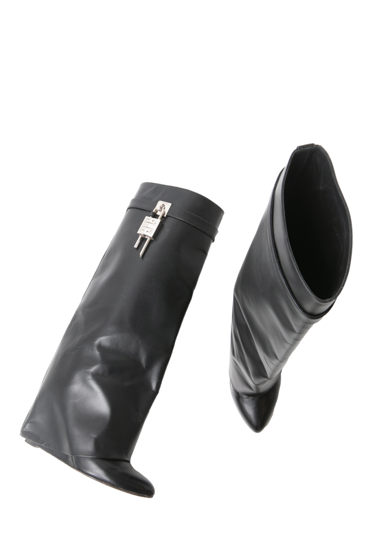 GIVENCHY SHARK LOCK KNEE-HIGH BOOTS BLACK - 36 BR