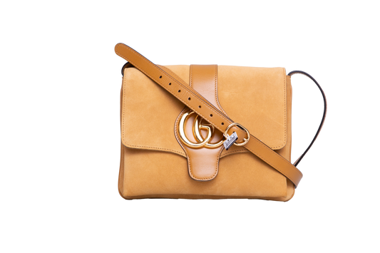 GUCCI ARLI SMALL SUEDE/LEATHER CARAMEL