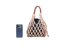 PRADA NOUÉ MEDIUM MACRAMÊ CORDA/COGNAC