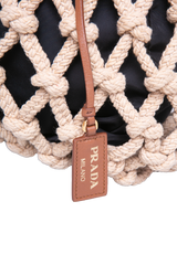 PRADA NOUÉ MEDIUM MACRAMÊ CORDA/COGNAC