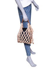 PRADA NOUÉ MEDIUM MACRAMÊ CORDA/COGNAC