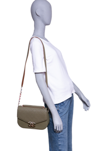 CHANEL PARIS-CUBA THREAD GREEN CAVIAR AROUND FLAP BAG MEDIUM