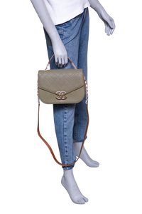 CHANEL PARIS-CUBA THREAD GREEN CAVIAR AROUND FLAP BAG MEDIUM