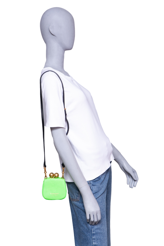 BURBERRY ALLIGATOR MINI FRAME LIZARD-EMBOSSED LIME GREEN