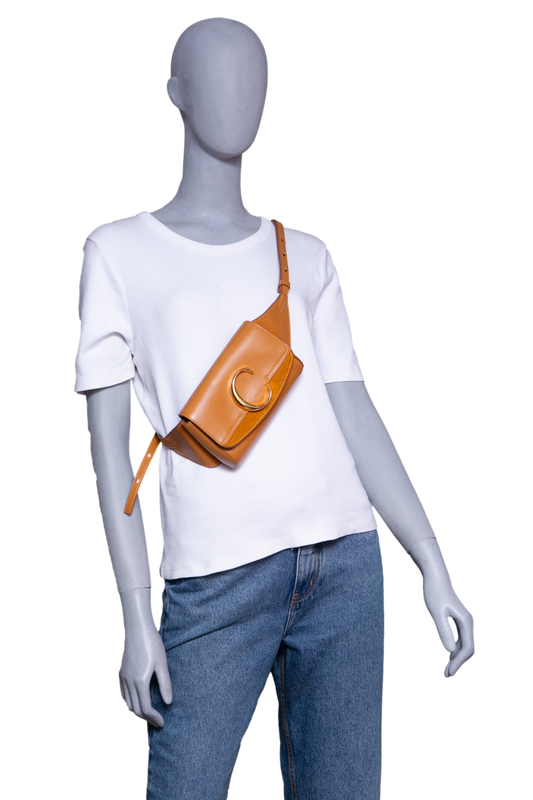 CHLOÉ C BELT BAG CALFSKIN SUEDE TAN