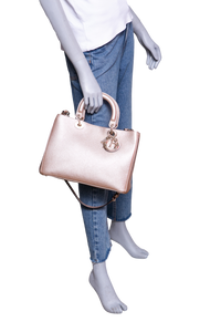 DIOR DIORISSIMO TOTE MEDIUM METALLIC ROSE