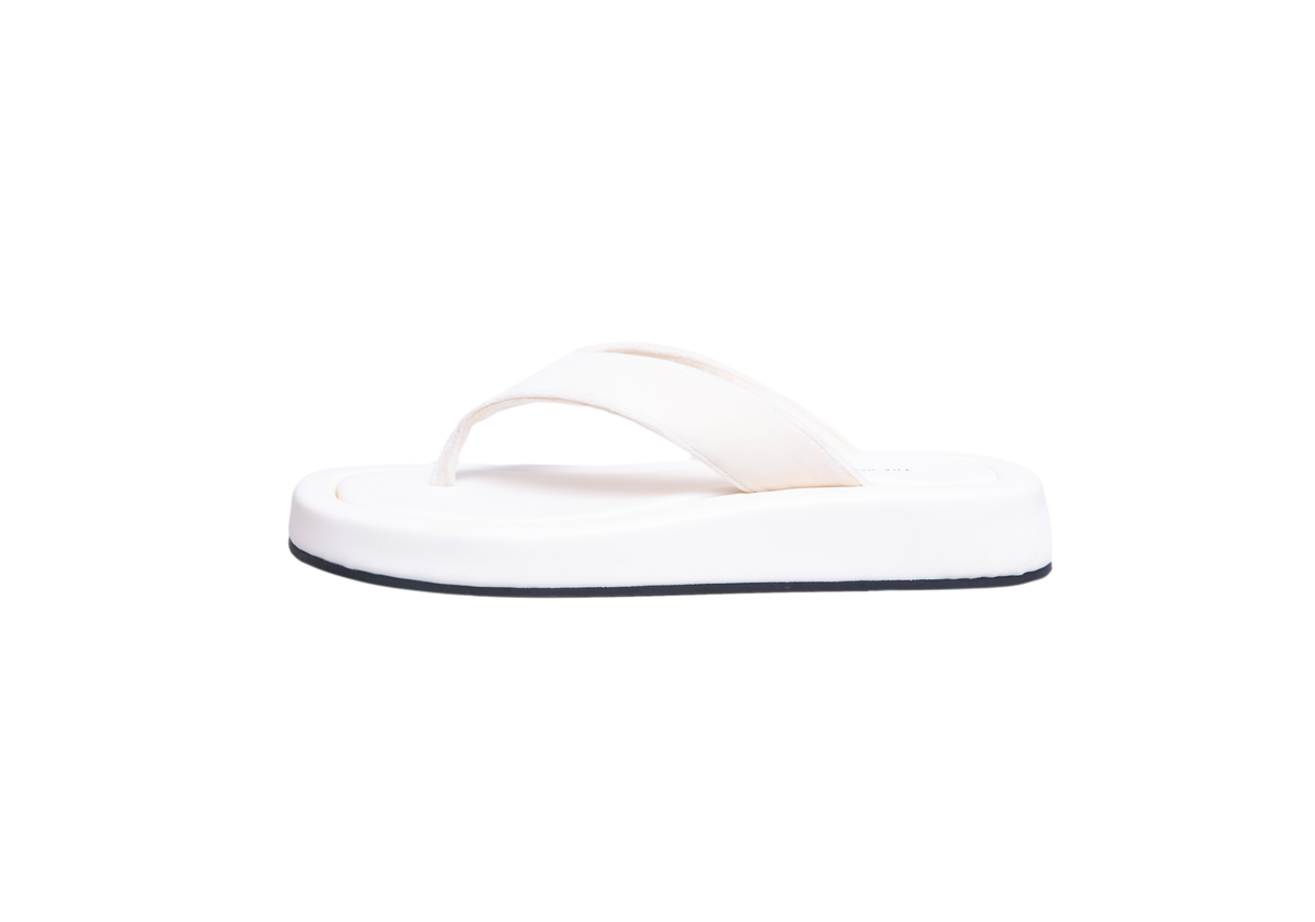 THE ROW GINZA LEATHER AND VELVET PLATFORM WHITE - 36 BR