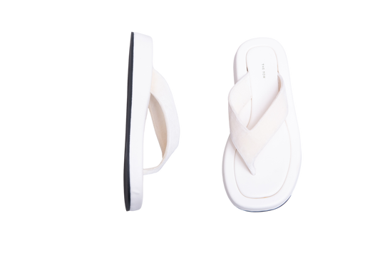 THE ROW GINZA LEATHER AND VELVET PLATFORM WHITE - 36 BR