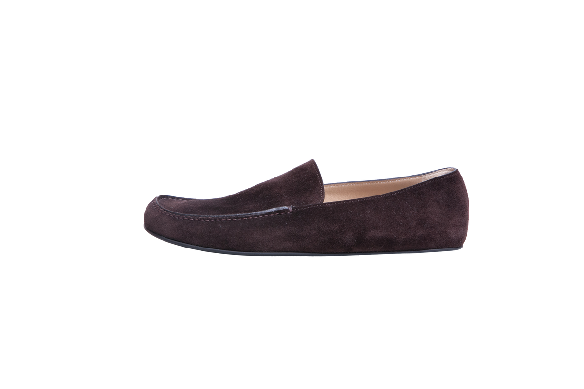 THE ROW MOCASSIM LEO SLIPPER SUEDE LACQUER BROWN - 36 BR