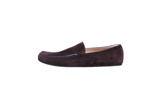 THE ROW MOCASSIM LEO SLIPPER SUEDE LACQUER BROWN - 36 BR
