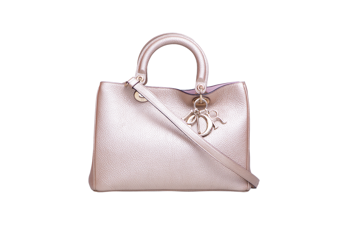 DIOR DIORISSIMO TOTE MEDIUM METALLIC ROSE