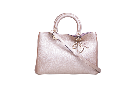 DIOR DIORISSIMO TOTE MEDIUM METALLIC ROSE