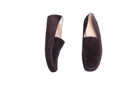 THE ROW MOCASSIM LEO SLIPPER SUEDE LACQUER BROWN - 36 BR