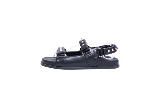 VALENTINO DAD SANDAL ROCKSTUD VELCRO BLACK - 38 1/2 BR
