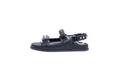 VALENTINO DAD SANDAL ROCKSTUD VELCRO BLACK - 38 1/2 BR
