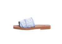 CHLOÉ FLAT WOODY LOGO LACE LIGHT BLUE - 35 BR