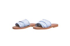 CHLOÉ FLAT WOODY LOGO LACE LIGHT BLUE - 35 BR