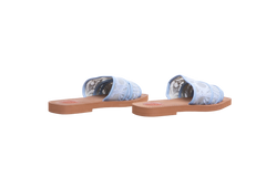 CHLOÉ FLAT WOODY LOGO LACE LIGHT BLUE - 35 BR
